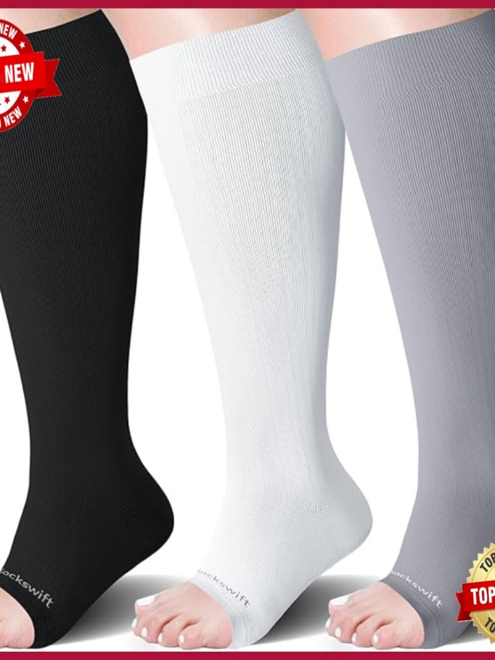 Toeless Compression Socks 20-30 mmHg Knee High for Women Men Nurses Travel